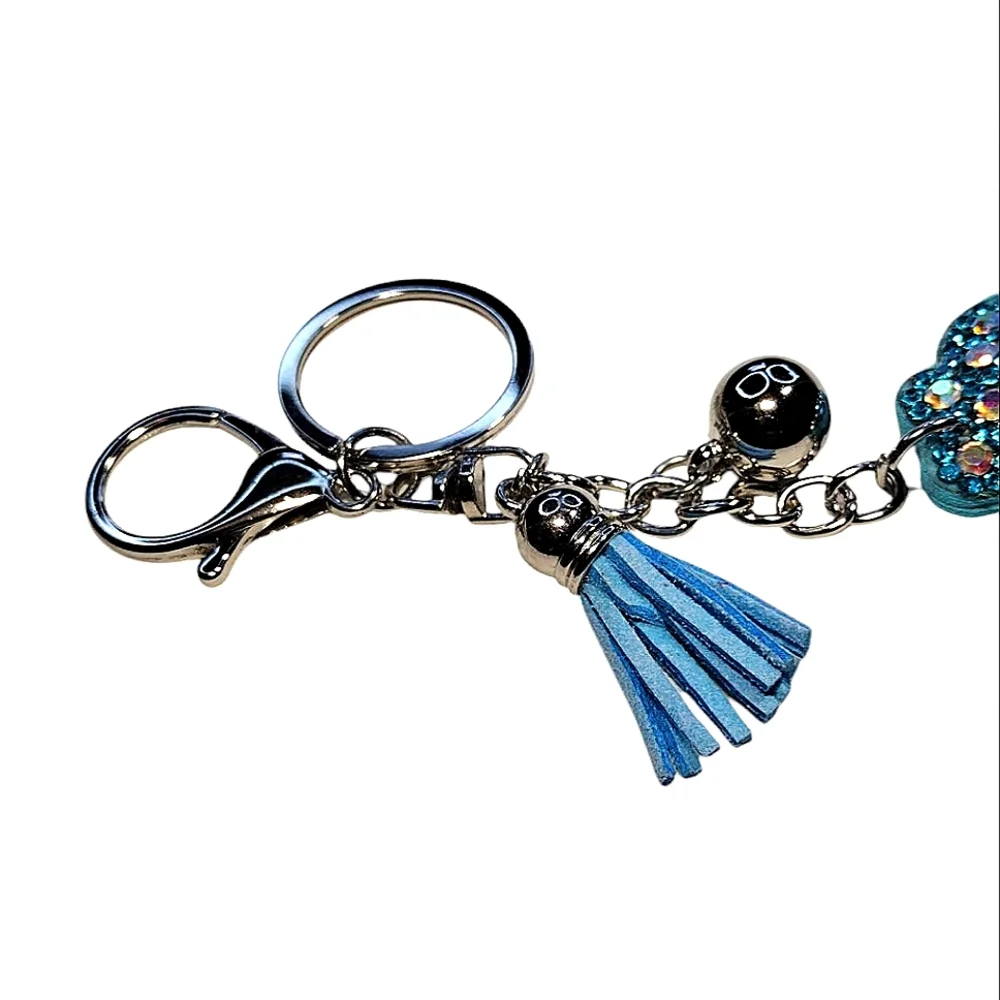 Blue Rhinestone Giraffe Bling Keychain